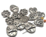 Slider Beads (Qty 12) Paw Print "Best Friend" Dog- Double Strand Are Perfect for Jewelry Making to Design Bracelets or Necklaces 607-N1 FST