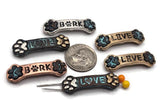 2 Hole Slider Beads (Qt 6) "Live, Love Bark" Mix Metals Beads Silver for Bracelet Necklace Jewelry Making 604-M9 FST