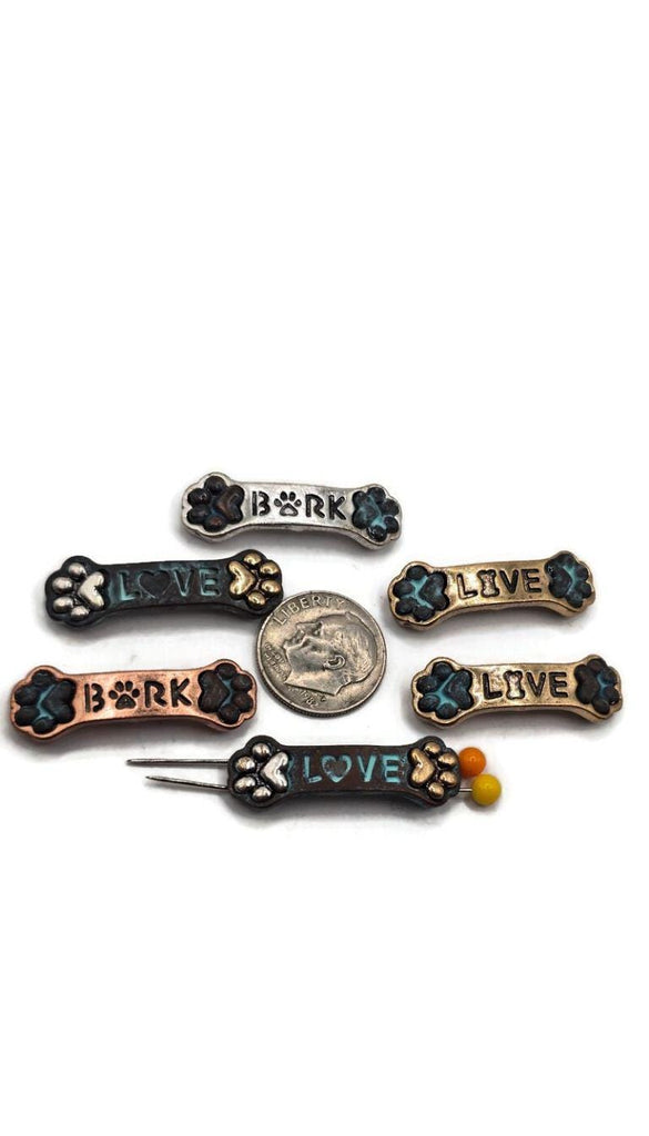 2 Hole Slider Beads (Qt 6) "Live, Love Bark" Mix Metals Beads Silver for Bracelet Necklace Jewelry Making 604-M9 FST