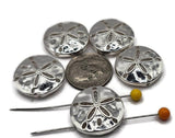 2 Hole Slider Beads (5 pc) Sand Dollar beads Sea Life Beads Silver Beads Spacer Beads Sliderbeads 2 hole beads Unique Beads 613-M7 FST