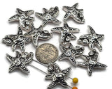 2 Hole Slider Beads (10 pc) Bight Silver a Starfish Design for Crafting Necklaces, Bracelets or Jewelry Making Double Strand 627-m1 FST