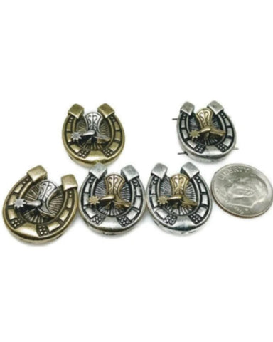 2 Hole Slider Beads (5 pc) Focal Western Cowboy boot beads for Jewelry Making into Bracelet or Necklace Designs 267-M9 -FST