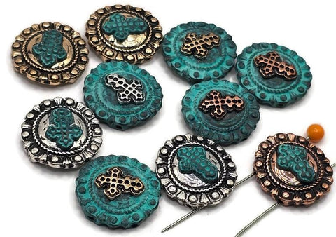 2 Hole Slider Beads (10 pc) Cross Beads Spacer Beads Flat Beads Sliderbeads 2 hole beads Unique Beads Spacers Western Beads 262-N12