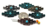 2 Hole Slider Beads (6 pc) Focal Western Style with Faux Turquoise for Jewelry Making into Bracelet or Necklace Designs 635-M9 -FST