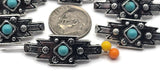 2 Hole Slider Beads (6 pc) Focal Western Style with Faux Turquoise for Jewelry Making into Bracelet or Necklace Designs 635-M9 -FST