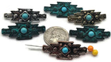 2 Hole Slider Beads (6 pc) Focal Western Style with Faux Turquoise for Jewelry Making into Bracelet or Necklace Designs 635-M9 -FST