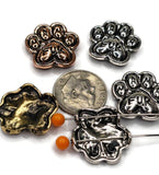 2 hole Slider Beads (Qty) 5 Paw Print "Fur Mama" Silver Metal Focal Bracelet Findings Mixed Metal Crafting, BeadingJewelry Making 654 -M14