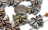 2 Hole Slider Beads (Qt 10) Butterfly in Mixed Metals for Crafting or Jewelry Making into Bracelets, Necklaces Gold Silver Copper 643-M5 FST