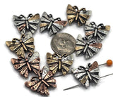 2 Hole Slider Beads (Qt 10) Butterfly in Mixed Metals for Crafting or Jewelry Making into Bracelets, Necklaces Gold Silver Copper 643-M5 FST