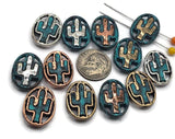 Slider Beads (12 pc) Western Flat Spacer Beads with a Cactus Design for Jewelry Making, Necklaces and Bracelets in Mixed Metals 640-N12