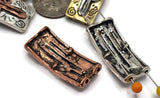 Slider Beads (6 pc) Western Flat Spacer Beads with a Cactus Design for Jewelry Making, Necklaces and Bracelets in Mixed Metals 644-N12