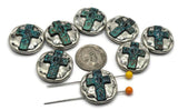 2 Hole Slider Beads (8 pc) Cross Beads Spacer Flat Unique for Crafting or Jewelry Making into Bracelets or Necklaces 647-N12