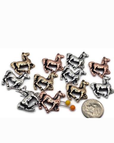 2 Hole Slider Beads (Qty 11) Western Horse for Beading, Crafting or Jewelry Making into Bracelets or Necklaces 661-F13