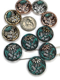 2 Hole Slider Beads (10 pcs) Floral Flower Design for Crafting, Beading or Jewelry Making into Necklaces or Bracelets 656-M15