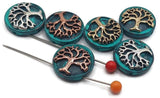2 Hole Slider Beads (6 pc) Patina Eternal Tree Focals, Spacers to Craft into Bracelets or Necklaces 607-M7