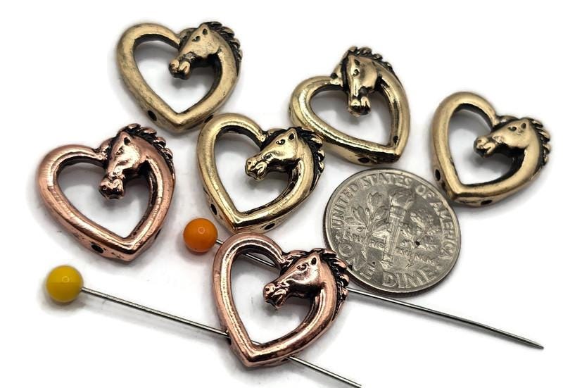 Slider Beads (5 pcs) Western Style Horse Head for Beading, Crafting, Jewelry Making into Necklaces or Bracelets 673-N3