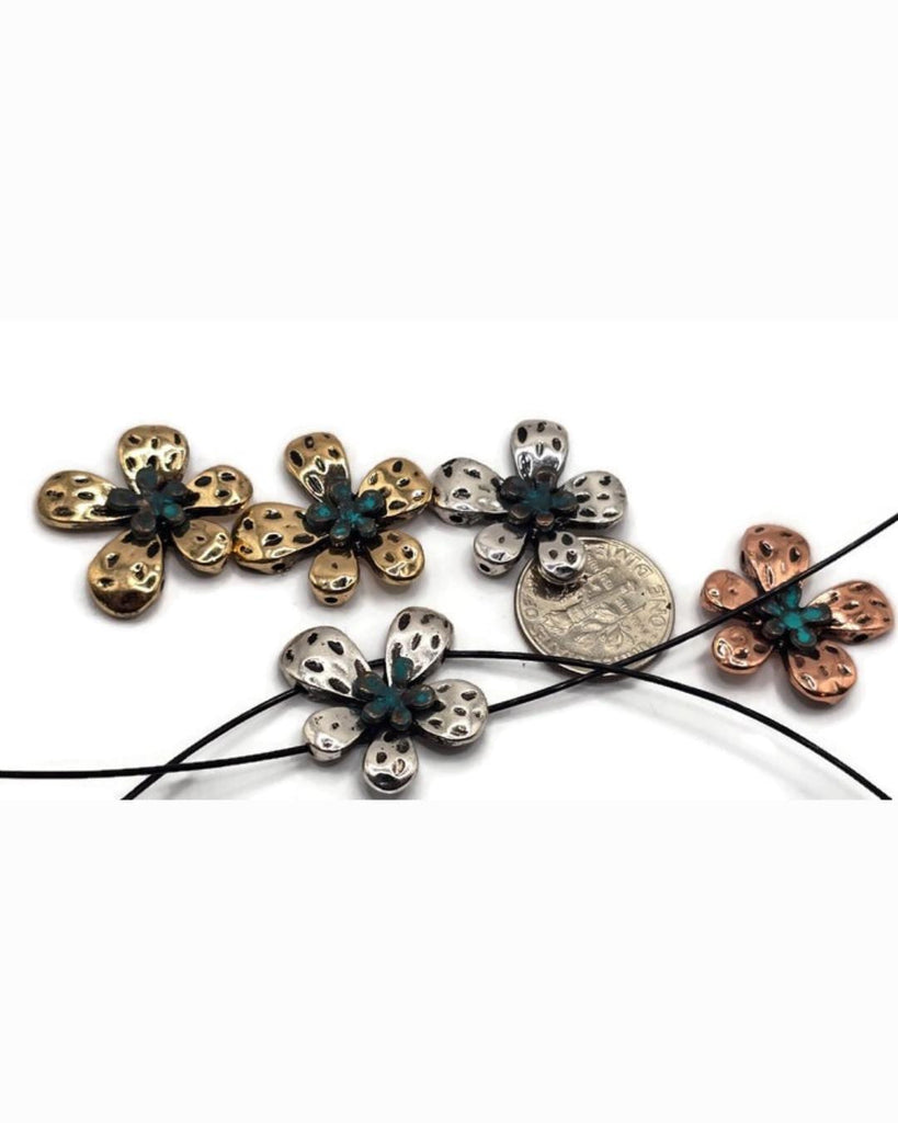 Slider Beads (5 pcs) 2 hole Metal Beads for Jewelry Making, Crafting or Beading into Bracelets, Necklaces or Findings Crafts 648-N3 FST