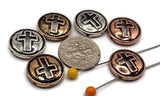 2 hole slider beads (Qty 6) Metal Cross Design for Beading, Jewelry Making or Crafting Necklaces or Bracelets Great Focals Spacer 665-N3