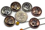 2 hole slider beads (Qty 6) Metal Cross Design for Beading, Jewelry Making or Crafting Necklaces or Bracelets Great Focals Spacer 665-N3
