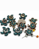2 Hole Slider Beads (QTy 10) Patina Copper Turtle Beads for Jewelry Making, Beading and Crafting into Bracelets, Necklaces & Jewelry 668-N3