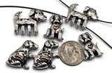 These dog slider beads combine whimsy and rustic charm for artisan jewelry designs. Cast in antique silver with bronze and copper hearts or bones, each bead celebrates man’s best friend. The 2-hole design makes them durable and balanced in bracelets, necklaces, or chokers. Perfect for handmade jewelry gifts, dog lover keepsakes, or boho festival accessories with playful animal-inspired style.