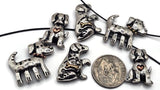 Bring joy to your jewelry with these detailed puppy slider beads. Made in antique silver with raised motifs including hearts, bones, and collars, accented with bronze and copper tones. Their sturdy 2-hole construction keeps them secure and flat, ideal for chokers, cuff bracelets, or multi-strand necklaces. Perfect for artisan boho collections, pet memorial gifts, or playful handmade dog lover jewelry.