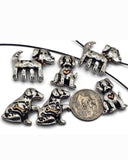 These adorable dog slider beads are perfect for pet lover jewelry! Crafted in antique silver with bronze and copper accent details, each 2-hole bead features a playful pup with motifs like bones, collars, or hearts. The dual-hole design keeps beads flat and secure for bracelets, chokers, or necklaces. Ideal for boho artisans, pet memorial jewelry, and handmade gifts that celebrate dogs.