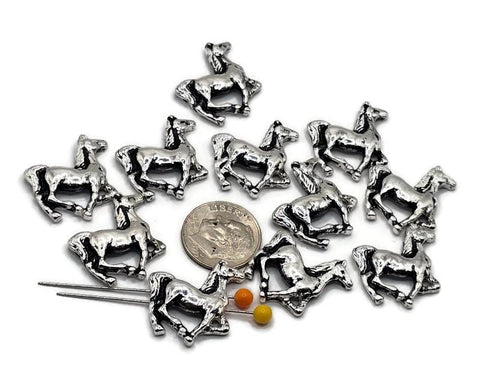 2 Hole Horse Bright Silver Horse Beads Western Beads