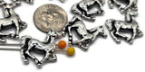 2 Hole Horse Bright Silver Horse Beads Western Beads