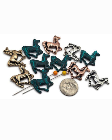 2 Hole Slider Beads (Qty 11) Western Horse for Beading, Crafting or Jewelry Making into Bracelets or Necklaces 662-F13