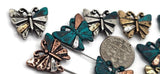 2 Hole Slider Beads (Qt 10) Butterfly in Mixed Metals Crafting or Jewelry Making into Bracelets, Necklaces, Gold Silver Copper 688-N3 FST