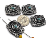 Slider Beads (4 pc) Western Silver and Turquoise Spacer Beads for Jewelry Making, Necklaces, and Bracelets 687-N3 FST
