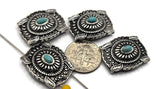 Slider Beads (4 pc) Western Silver and Turquoise Spacer Beads for Jewelry Making, Necklaces, and Bracelets 687-N3 FST
