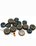 2 Hole Slider Beads (13 pc) Floral Beads Spacer Beads Flat Beads Sliderbeads 2 hole beads Unique Beads Spacers Flower Beads 296-N12