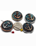 2 hole Slider Beads (Qty 4) Metal Anchor Design for Beading, Crafting or Jewelry Making into Necklaces or Bracelets 696-M15