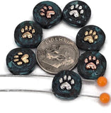 Slider Beads (Qt 7) Paw Print Beads 2 hole Slider Beads bracelet beads Dog Beads Metal Beads 4 hole beads flat Beads 368-M11 FST