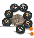 Slider Beads (Qt 7) Paw Print Beads 2 hole Slider Beads bracelet beads Dog Beads Metal Beads 4 hole beads flat Beads 368-M11 FST