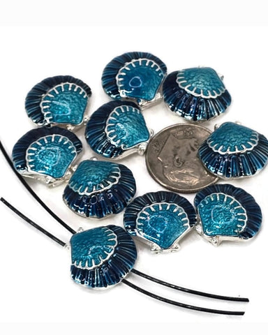 Slider Beads (Qt 10) Seashell Beads Dollar Beads Sealife Beads 2 hole Slider Beads bracelet beads Metal Beads Focal Beads 357-H8 FST