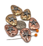 2 Hole Slider Beads (6 pc) Sealife Starfish Metal for Beading, Crafting and Jewelry Making into Necklaces, Bracelets, Rings Earrings 703-M18