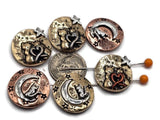 Add celestial wonder to handmade jewelry with these cat slider beads. Featuring unique designs of cats on moons and paired cats with heart accents, they combine silver, brass, and copper finishes with artisan texture. Dual holes keep them firmly aligned in bracelets and necklace pendants. Ideal jewelry supplies for pet lovers, stargazers, or Etsy sellers specializing in mystical and bohemian designs.