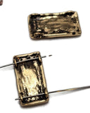 Silver 2 hole cat slider beads with embossed kitty designs and heart-shaped tails in gold and red. Ideal focal beads for DIY bracelets, necklaces, and handmade jewelry projects.