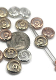 This package includes round swirl 2 hole slider beads made from durable metal and finished in polished silver, copper, and gold, perfect for versatile design work. Each bead has a raised spiral design that adds texture and flow, great for boho, modern, and symbolic jewelry styles. The two-hole structure makes them ideal for bracelet beads, necklace pendants, and spacers that need stability. Their lightweight yet durable build ensures they’re comfortable to wear while maintaining quality.