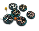 2 Hole Slider Beads (6 pc) Patina Eternal Tree Focals, Spacers to Craft into Bracelets or Necklaces 607-M7
