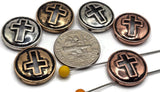 2 hole slider beads (Qty 6) Metal Cross Design for Beading, Jewelry Making or Crafting Necklaces or Bracelets Great Focals Spacer 665-N3