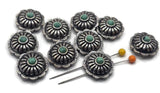 2 Hole Slider Beads (10pc) Focal Silver Western Design with Faux Turquoise for Crafting or Jewelry Making into Bracelet or Necklaces 684-N3
