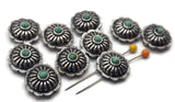 2 Hole Slider Beads (10pc) Focal Silver Western Design with Faux Turquoise for Crafting or Jewelry Making into Bracelet or Necklaces 684-N3