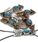 Rustic and bold, these 2 hole arrow slider beads feature turquoise-style inlay centers in vibrant blue. Available in metallic finishes of silver, bronze, and copper, they add instant focal appeal to handmade jewelry projects. With two-hole construction, these beads sit flat and stable, ideal for bracelets, necklaces, and chokers. Their Western and bohemian-inspired style makes them perfect for artisans creating cowboy, tribal, or desert-themed jewelry designs.