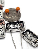 Celebrate nature with these silver flower and vine slider beads, highlighted with gold or copper blossoms. Each rectangular bead is detailed with engraved vine accents and raised floral centers, perfect for boho, rustic, or romantic bracelets and necklaces. The two-hole slider design allows for flat, secure placement in jewelry, giving your designs a professional finish.