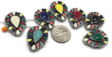 These 2 hole slider beads with colorful enamel mosaic design create beautiful focal points in two strand bracelet and necklace jewelry making. The antique silver metal frame and teardrop centerpiece pair perfectly with seed beads, duo beads, gemstone beads, or leather cord designs. Ideal for boho jewelry, festival bracelets, southwestern accessories, and creative DIY beading projects.