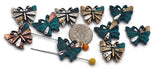2 Hole Slider Beads (Qt 10) Butterfly in Mixed Metals Crafting or Jewelry Making into Bracelets, Necklaces, Gold Silver Copper 688-N3 FST